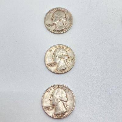 LOT 274j2: Twelve Silver US Washington Quarter Coins - 1950s and 1960s
