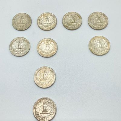 LOT 274j2: Twelve Silver US Washington Quarter Coins - 1950s and 1960s