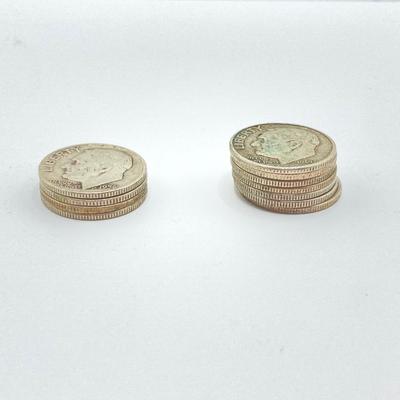LOT 275j2: Silver US Roosevelt Dime Coins - 1950s and 1960s