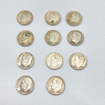 LOT 275j2: Silver US Roosevelt Dime Coins - 1950s and 1960s