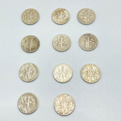 LOT 275j2: Silver US Roosevelt Dime Coins - 1950s and 1960s