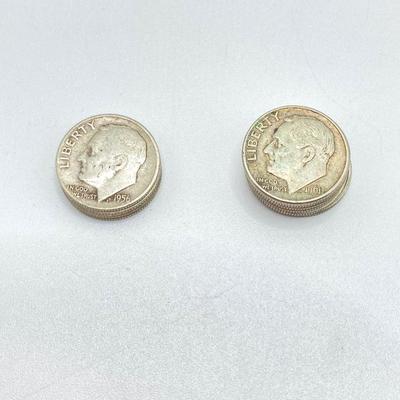 LOT 275j2: Silver US Roosevelt Dime Coins - 1950s and 1960s