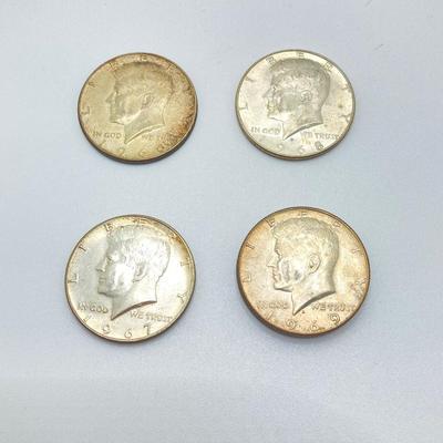 LOT 277j2: Five Silver US Kennedy Half Dollar Coins - 1965 to 1969
