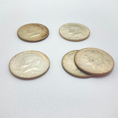 LOT 277j2: Five Silver US Kennedy Half Dollar Coins - 1965 to 1969