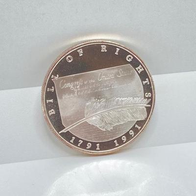 LOT 278j2: Bill of Rights .999 Fine Silver Coin, One Troy Ounce