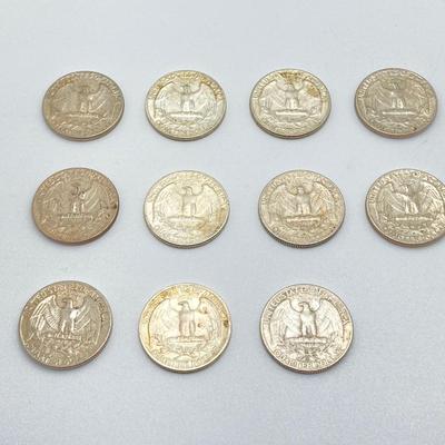LOT 279j2: Twelve Silver US Washington Quarter Coins - 1960s