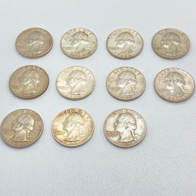 LOT 279j2: Twelve Silver US Washington Quarter Coins - 1960s