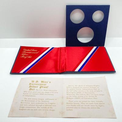 LOT 280j2: US Mint Silver Bicentennial 1776 - 1976 Eisenhower Dollar and Washington Quarter Coins, The Mini Sterling Silver Coin and...