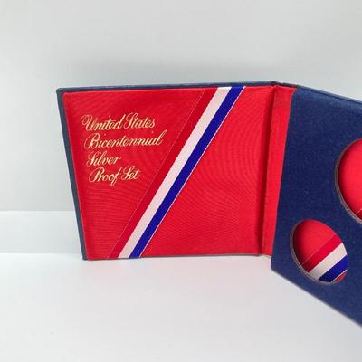LOT 280j2: US Mint Silver Bicentennial 1776 - 1976 Eisenhower Dollar and Washington Quarter Coins, The Mini Sterling Silver Coin and...