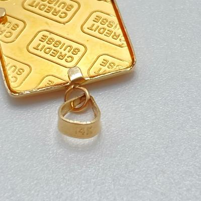 LOT 281j2: .999 Fine Gold 2.5g Credit Suisse Zurich Assay Certificate Pendant