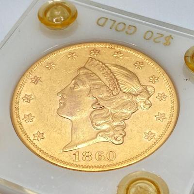 LOT 282j2: US 1860 Liberty Head $20 Gold Coin