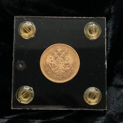 LOT 283j2: 1887 5 Roubles Russian Gold Coin