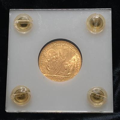 LOT 284j2: 1950 Vatican One Hundred Lire Gold Coin