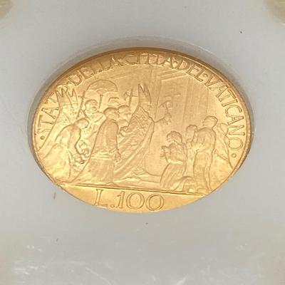 LOT 284j2: 1950 Vatican One Hundred Lire Gold Coin