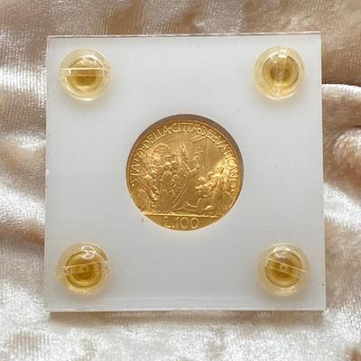 LOT 284j2: 1950 Vatican One Hundred Lire Gold Coin
