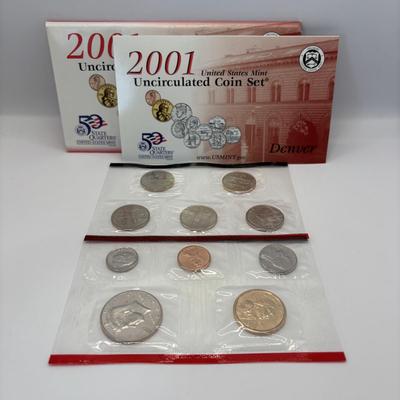LOT 289: US Mint Uncirculated Coin Sets for Denver and Philadelphia 2001 & 2002