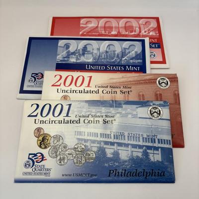 LOT 289: US Mint Uncirculated Coin Sets for Denver and Philadelphia 2001 & 2002