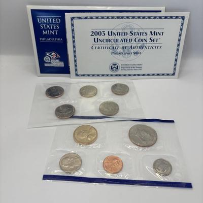LOT 290: US Mint Uncirculated Coin Sets for Denver and Philadelphia 2003 & 2006