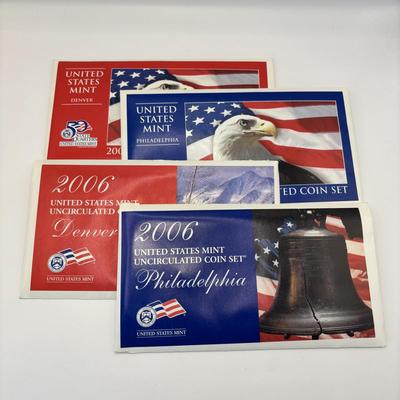LOT 290: US Mint Uncirculated Coin Sets for Denver and Philadelphia 2003 & 2006