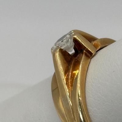 LOT 301: 14 K Gold Diamond Solitary Ring - 35 gtw, sz5