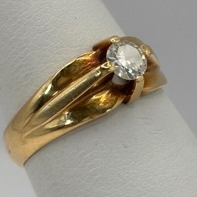 LOT 301: 14 K Gold Diamond Solitary Ring - 35 gtw, sz5