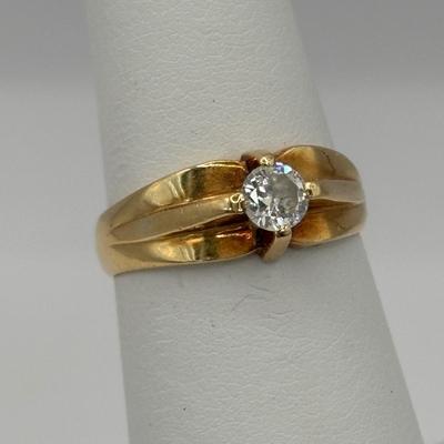 LOT 301: 14 K Gold Diamond Solitary Ring - 35 gtw, sz5