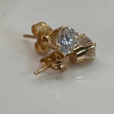 LOT 304: NOS 14K Gold Cubic Zirconia Pierced Post Earrings