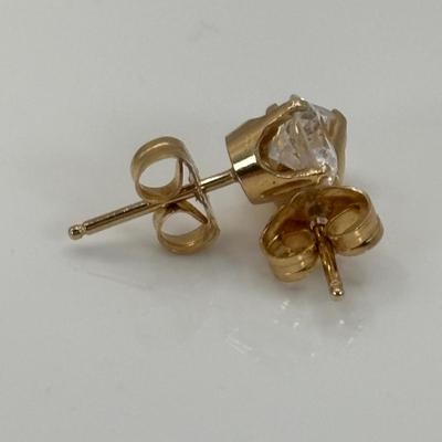 LOT 304: NOS 14K Gold Cubic Zirconia Pierced Post Earrings