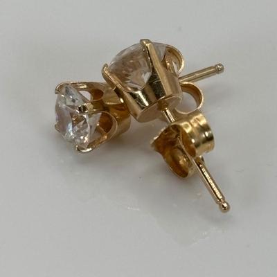 LOT 304: NOS 14K Gold Cubic Zirconia Pierced Post Earrings