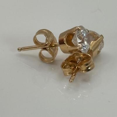 LOT 304: NOS 14K Gold Cubic Zirconia Pierced Post Earrings