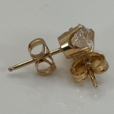 LOT 304: NOS 14K Gold Cubic Zirconia Pierced Post Earrings
