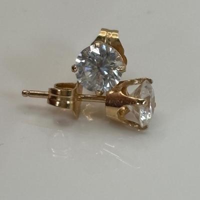 LOT 304: NOS 14K Gold Cubic Zirconia Pierced Post Earrings