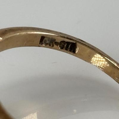 LOT 307: 10K Gold Double Gem /Lab Created Ruby Ring Size 5 - 2 gtw