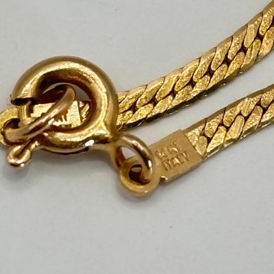 LOT 308: Antique Miniature Hand Painted Portrait Pendant Necklace in 800 Silver and 750 18K Gold on Bail, 14k Ortalia 20" Long...