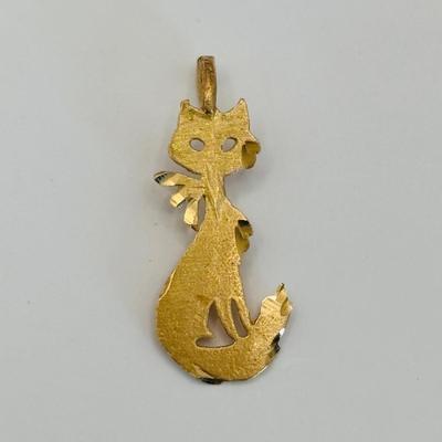 LOT 310: 14K Gold La Mano Figa Pendant/Charm, 585 Child Pendant /Charm with Crystals, and 14K Gold Ma Michael Anthony Siamese Cat Pendant...