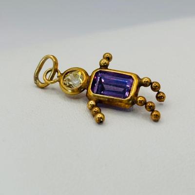 LOT 310: 14K Gold La Mano Figa Pendant/Charm, 585 Child Pendant /Charm with Crystals, and 14K Gold Ma Michael Anthony Siamese Cat Pendant...