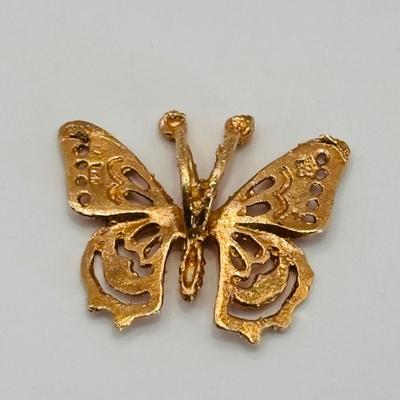 LOT 311: Yellow 14K Gold Butterfly Pendant
