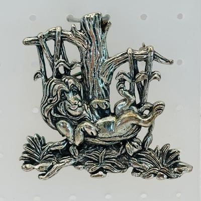 LOT 314: Disney's Lion KIng "Simba" Vintage Brooch & Pin 925 Sterling Silver 16.9g