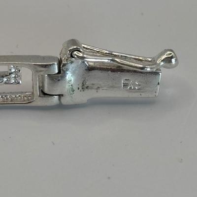 LOT 315: Sterling Silver 925 Pierced Heart Shaped Earrings with Gemstones and Sterling Silver 925 Greek Key Design Braclet with Saftey...