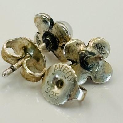 LOT 316: Sterling Silver 925 Heart Charm Bracelet 7" Long, James Avery Sterling Silver Pearl Flower Pierced Earrings and Sterling...