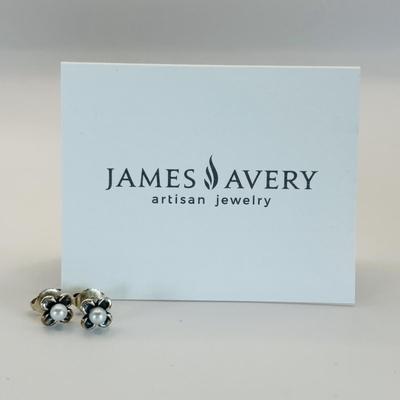 LOT 316: Sterling Silver 925 Heart Charm Bracelet 7" Long, James Avery Sterling Silver Pearl Flower Pierced Earrings and Sterling...