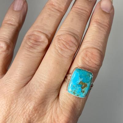 Kingman Turquoise and Sterling Silver ring 10