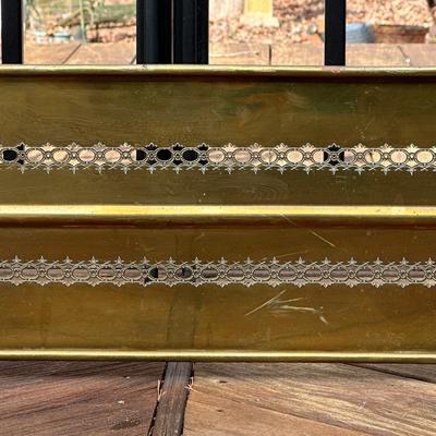 Antique Brass Fireplace Fender and Matching Log Holder/Carrier