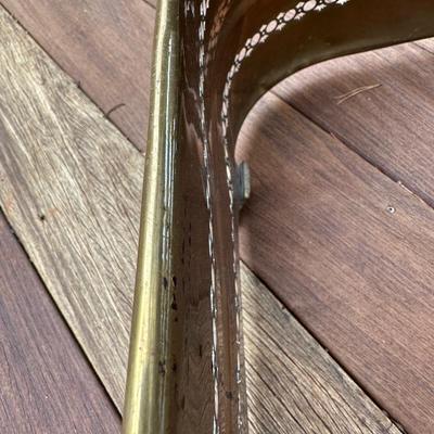 Antique Brass Fireplace Fender and Matching Log Holder/Carrier