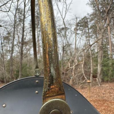 Antique Brass Fireplace Fender and Matching Log Holder/Carrier