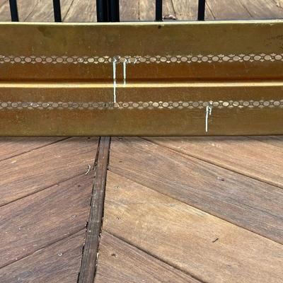 Antique Brass Fireplace Fender and Matching Log Holder/Carrier
