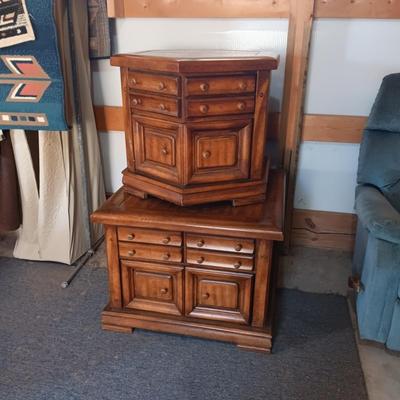 2 END TABLES WITH CABINETS