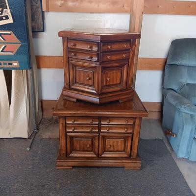 2 END TABLES WITH CABINETS