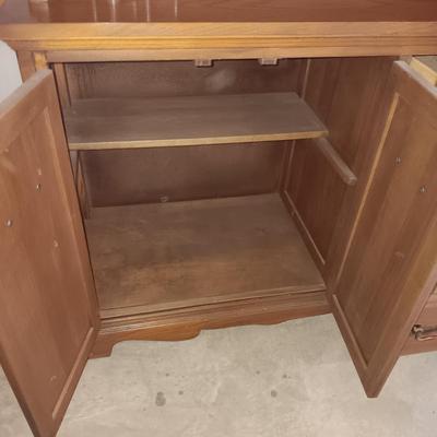 DINING ROOM HUTCH WITH AN ABUNDANCE OF STORAGE AND 12 STEMMED GLASSES