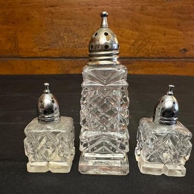Lot of Vintage Fine Quality Cut Glass Salt & Pepper Shakers